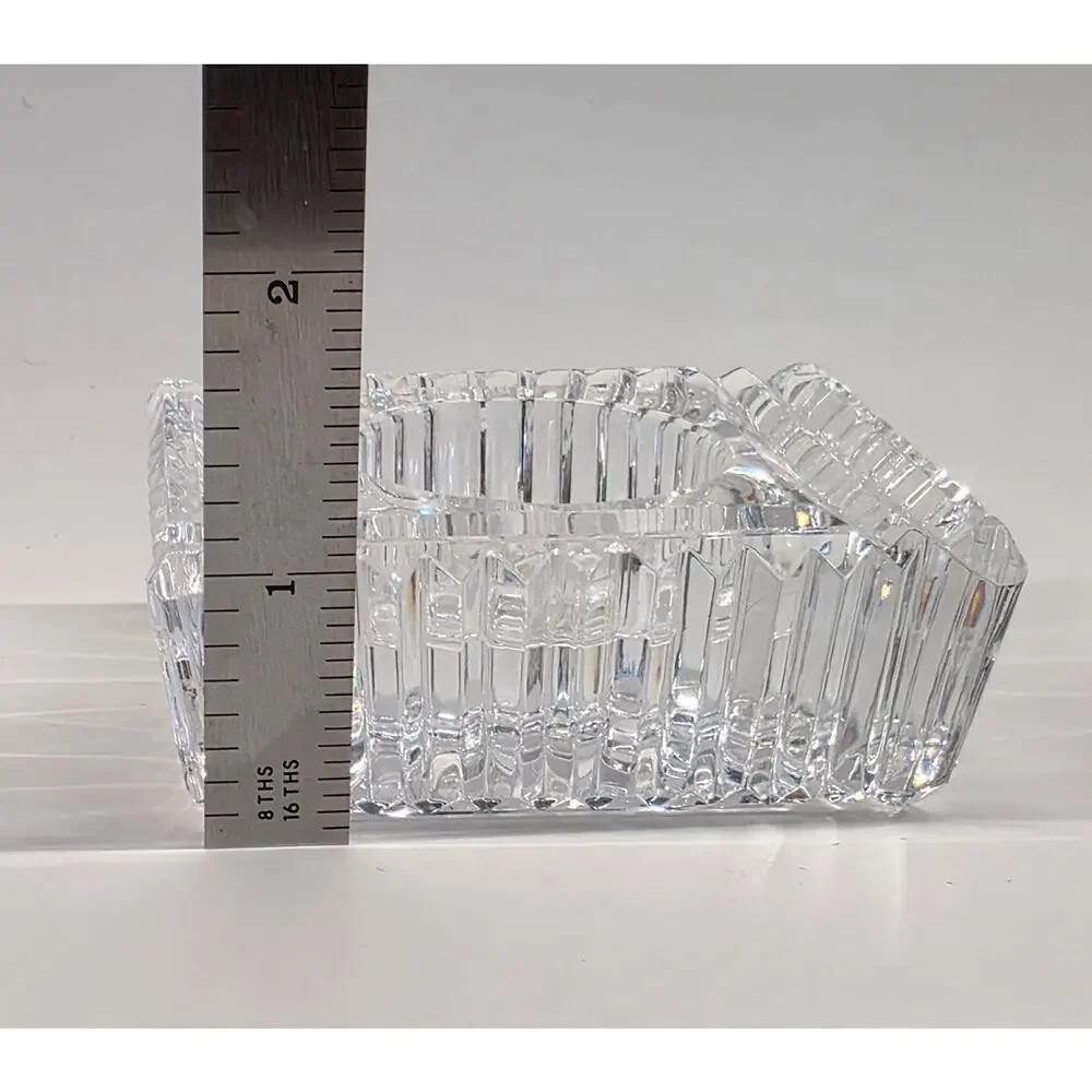 Signed Waterford Crystal Square Trinket Dish or Desk Clock Insert 3